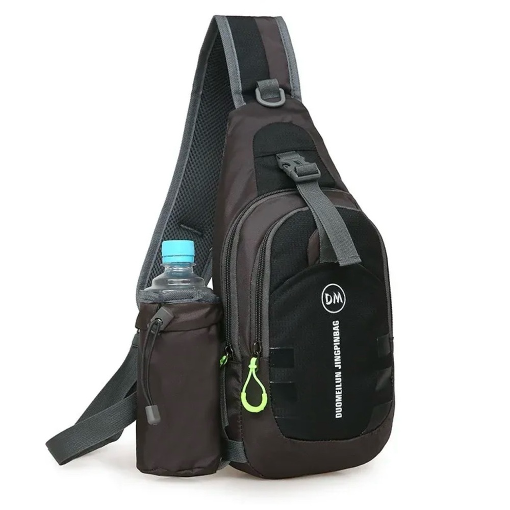Black and Gray Sling Bag for Men